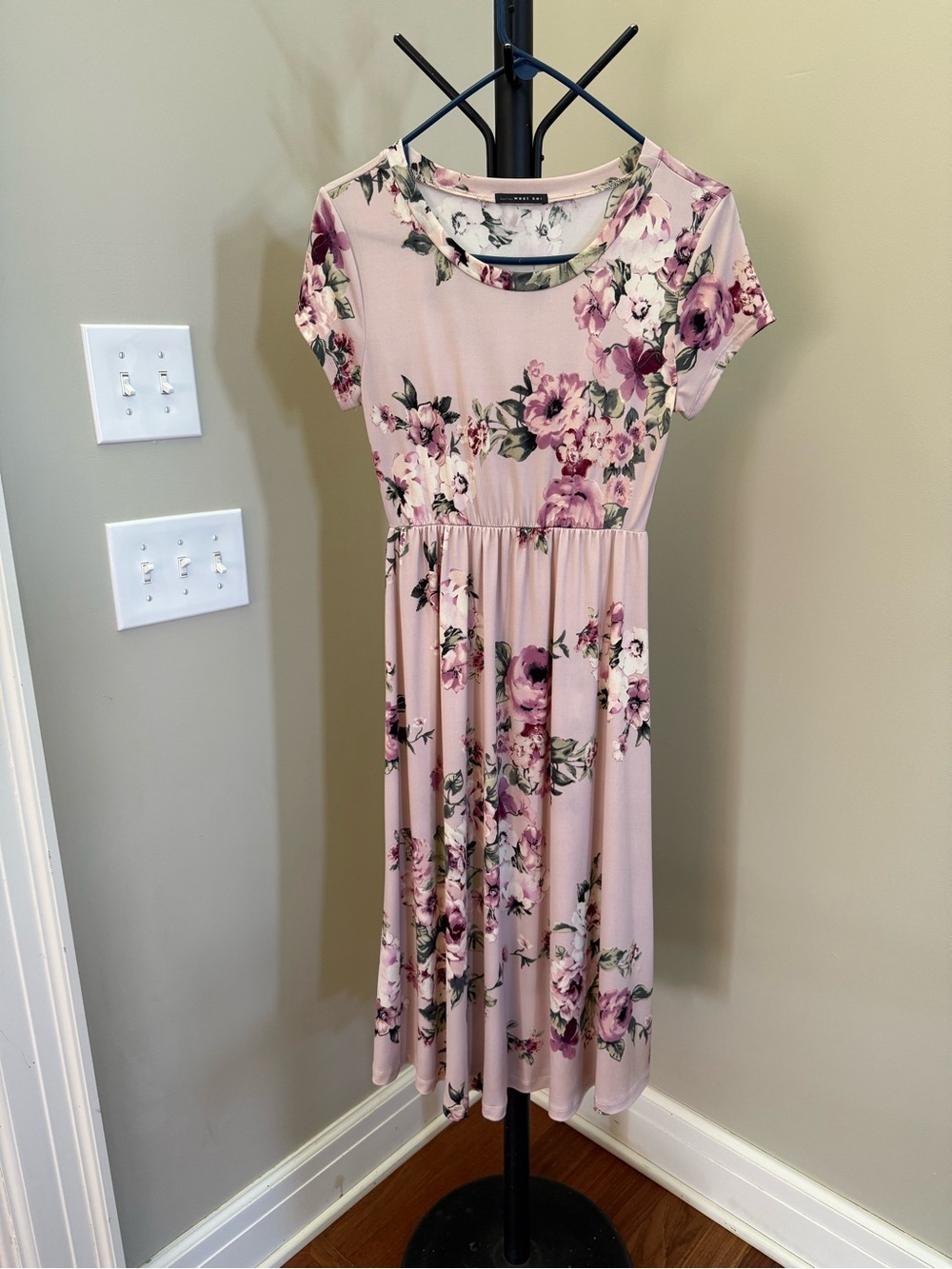 West Kei Pink Floral Midi Dress